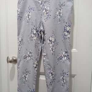 Counterparts Plus Size 14 Floral & Striped Pull On Straight Leg Cropped Pants